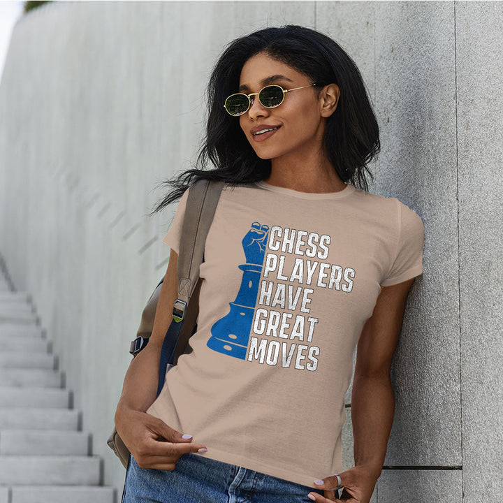 Chess Players Slim Fit T-Shirt - Cool Design Women's T-Shirt - Word Design Slim Fit Tee