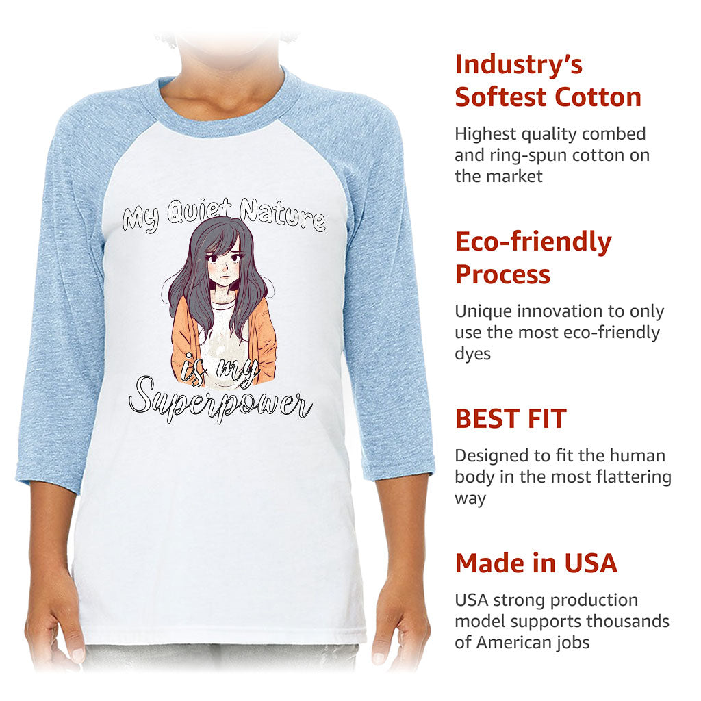 My Quiet Nature Kids' Baseball T-Shirt - Beautiful 3/4 Sleeve T-Shirt - Unique Baseball Tee