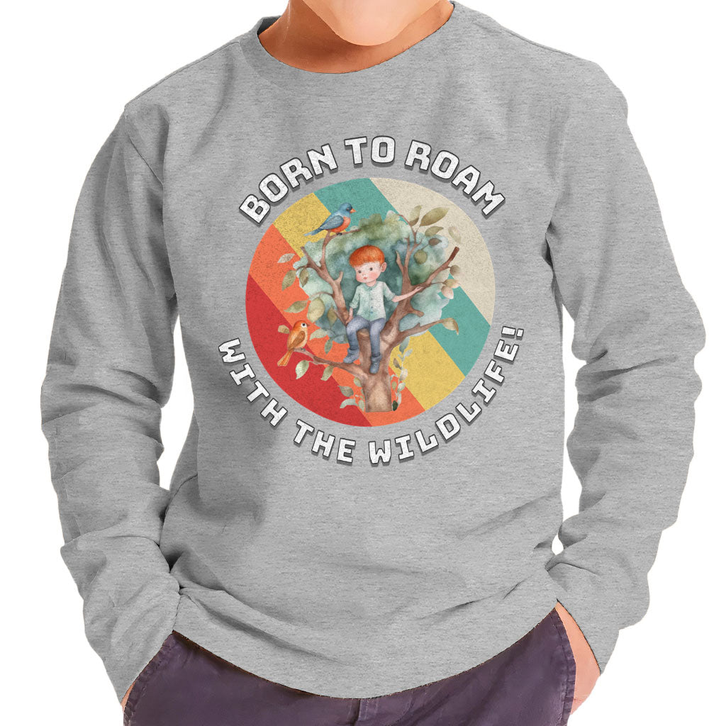 Born to Roam Toddler Long Sleeve T-Shirt - Birds Kids' T-Shirt - Colorful Long Sleeve Tee