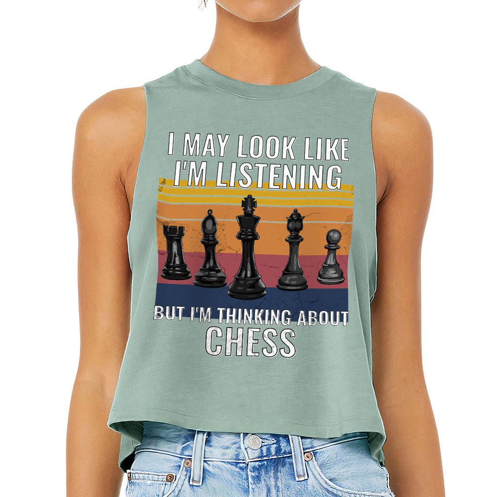 Chess Racerback Cropped Tank - Bright Women's Tank - Colorful Tank Top