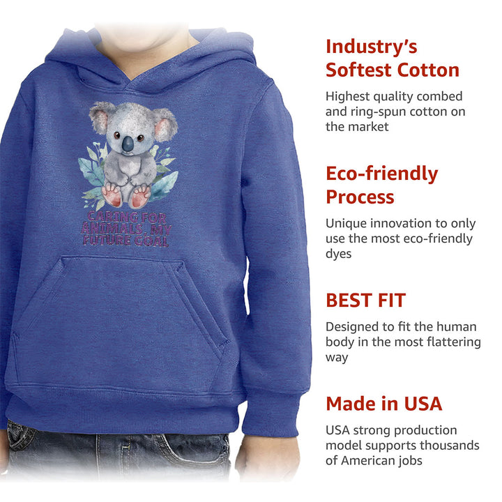 Caring for Animals Toddler Pullover Hoodie - Coala Sponge Fleece Hoodie - Cute Hoodie for Kids