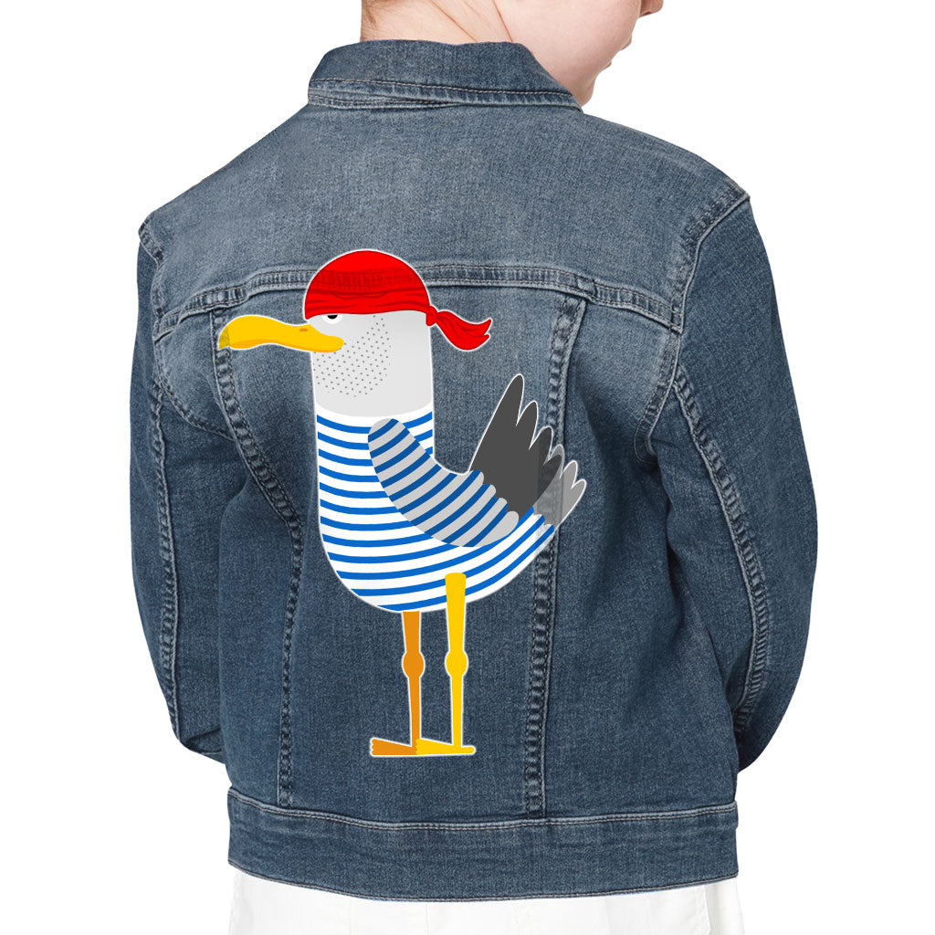 Bird Pirate Kids' Denim Jacket - Cool Jean Jacket - Printed Denim Jacket for Kids