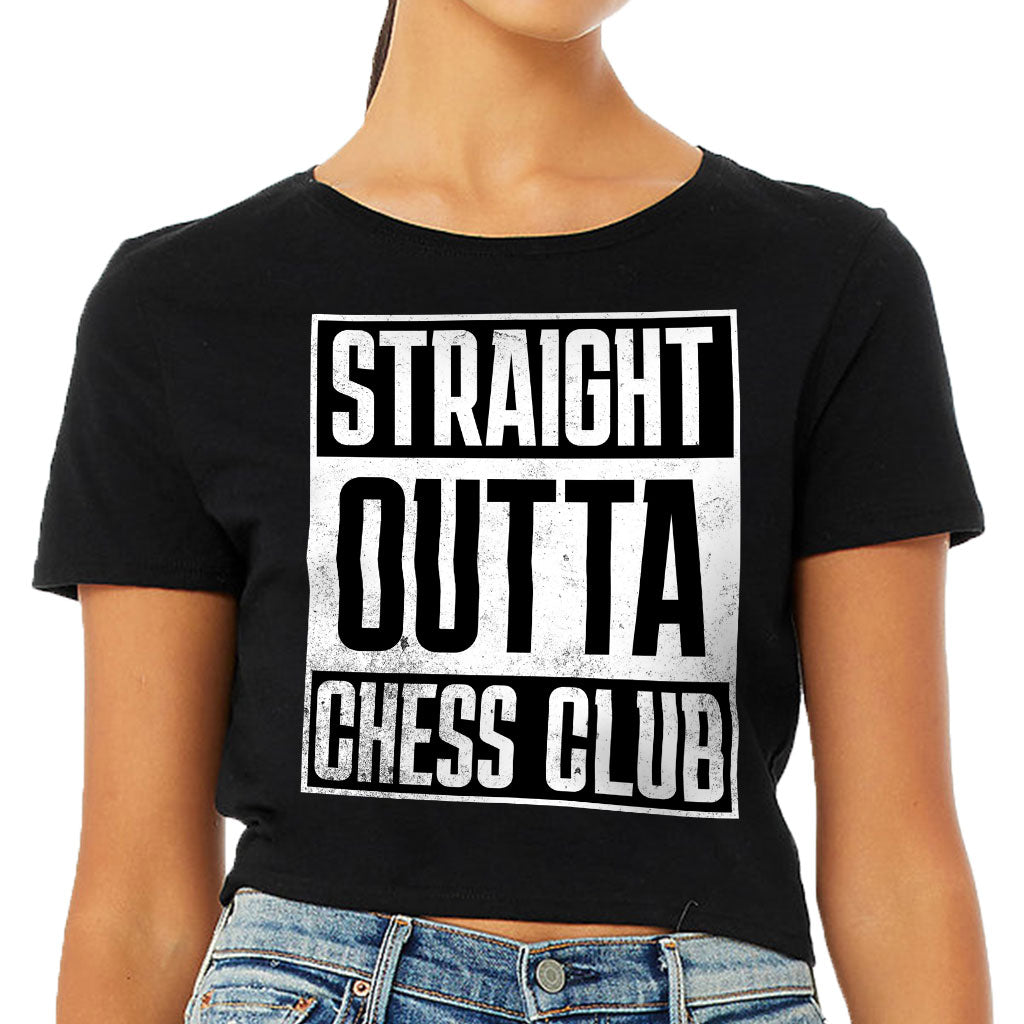Word Art Women's Cropped T-Shirt - Chess Club Crop Top - Unique Cropped Tee