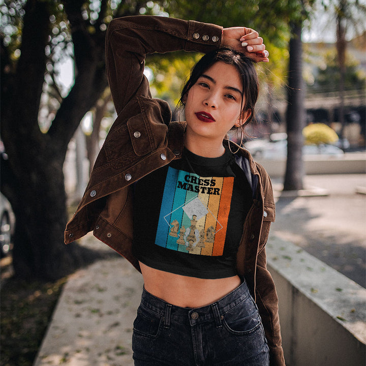 Chess Master Women's Cropped T-Shirt - Board Game Crop Top - Art Cropped Tee