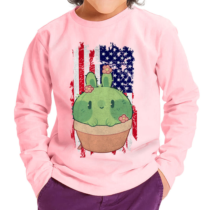 Little Cactus Toddler Long Sleeve T-Shirt - Flag Kids' T-Shirt - Themed Long Sleeve Tee