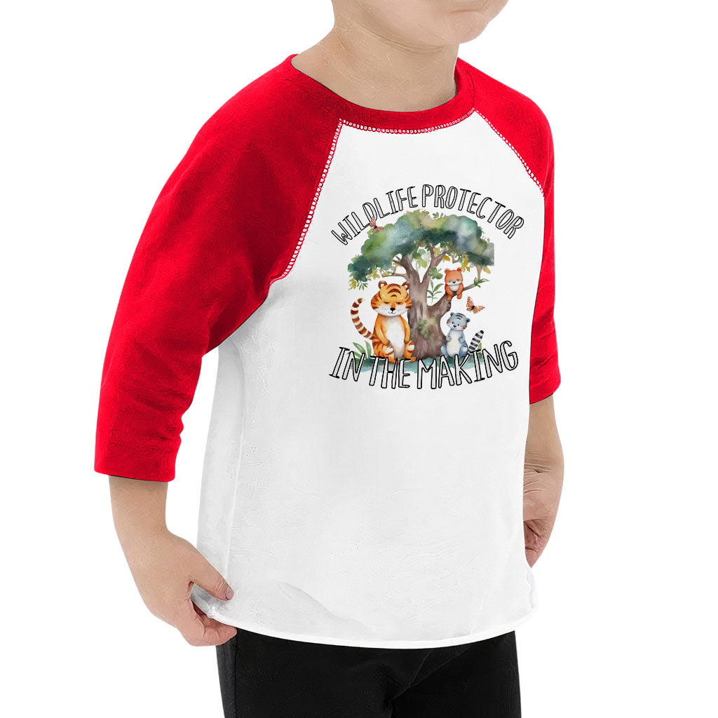 Wildlife Protector Toddler Baseball T-Shirt - Animals 3/4 Sleeve T-Shirt - Themed Kids' Baseball Tee