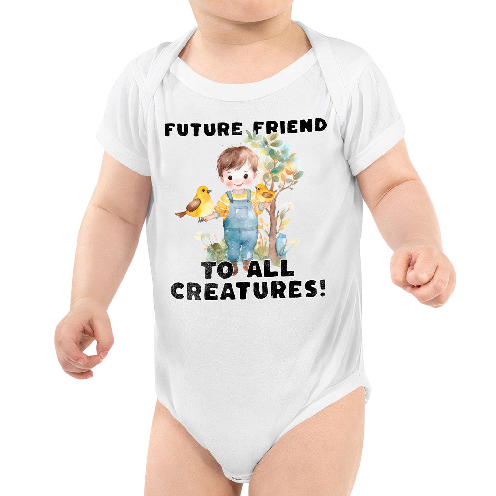 Future Friend for All Creatures Baby Jersey Onesie - Cute Baby Bodysuit - Colorful Baby One-Piece