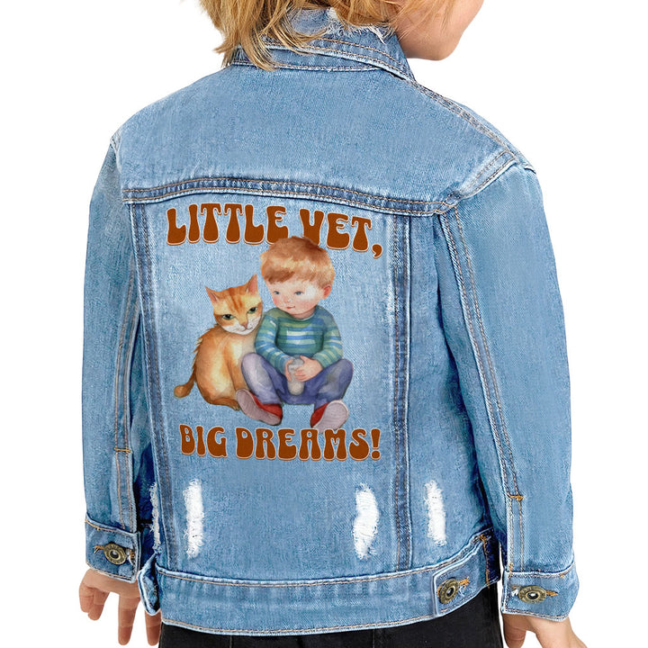 Little Vet Big Dream Toddler Denim Jacket - Cat Jean Jacket - Animal Lover Denim Jacket for Kids