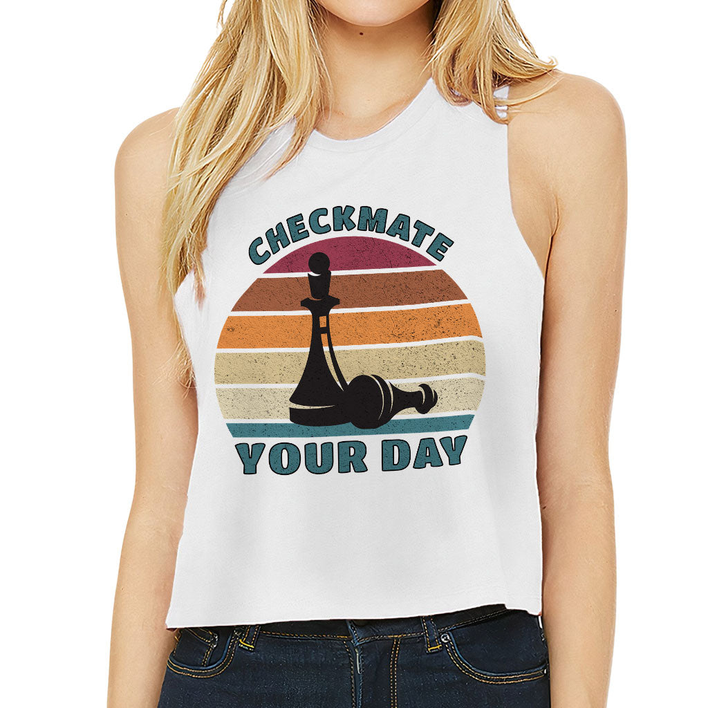 Checkmate Your Day Racerback Cropped Tank - Colorful Women's Tank - Printed Tank Top