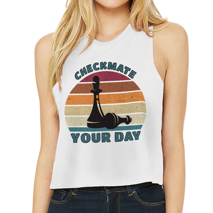 Checkmate Your Day Racerback Cropped Tank - Colorful Women's Tank - Printed Tank Top