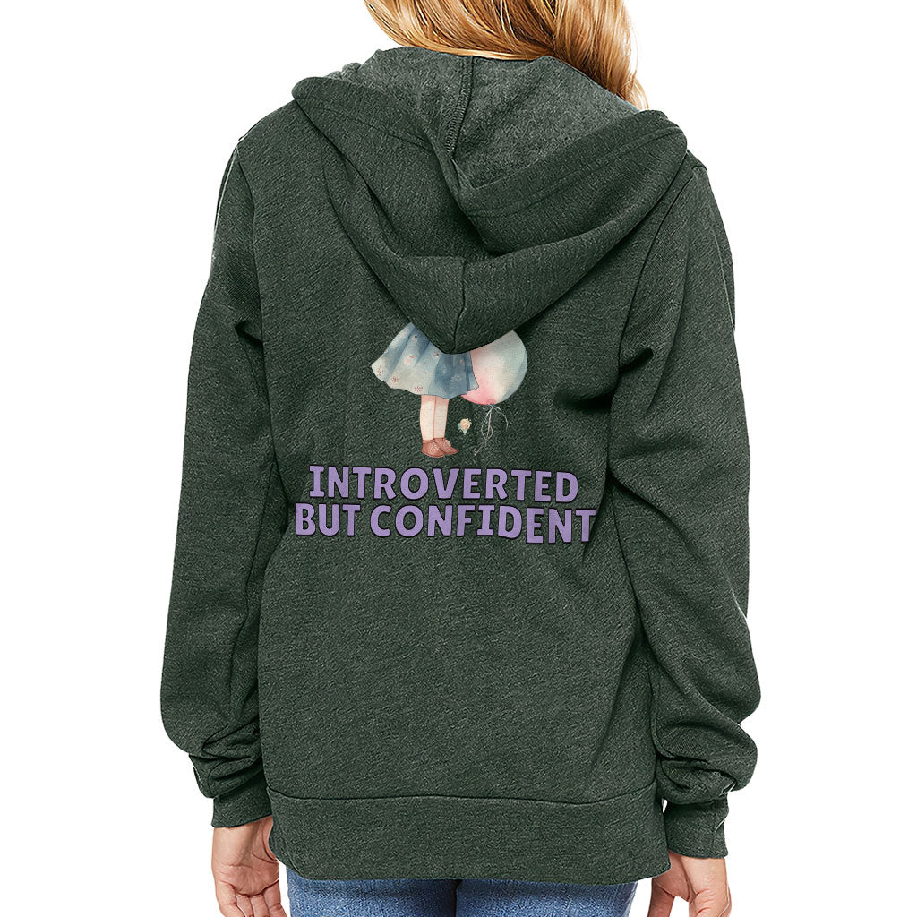 Introverted but Confident Kids' Full-Zip Hoodie - Little Girl Hooded Sweatshirt - Graphic Kids' Hoodie