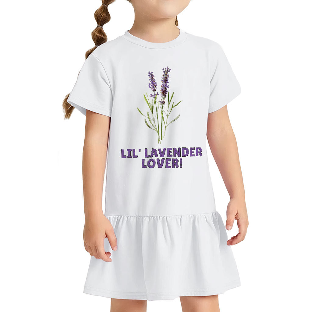 Lil' Lavender Lover Toddler Rib Dress - Flower Themed Girls' Dress - Graphic Toddler Dress
