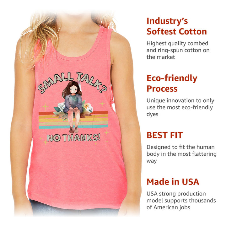 No Small Talk Kids' Jersey Tank - Shy Girl Sleeveless T-Shirt - Art Kids' Tank Top