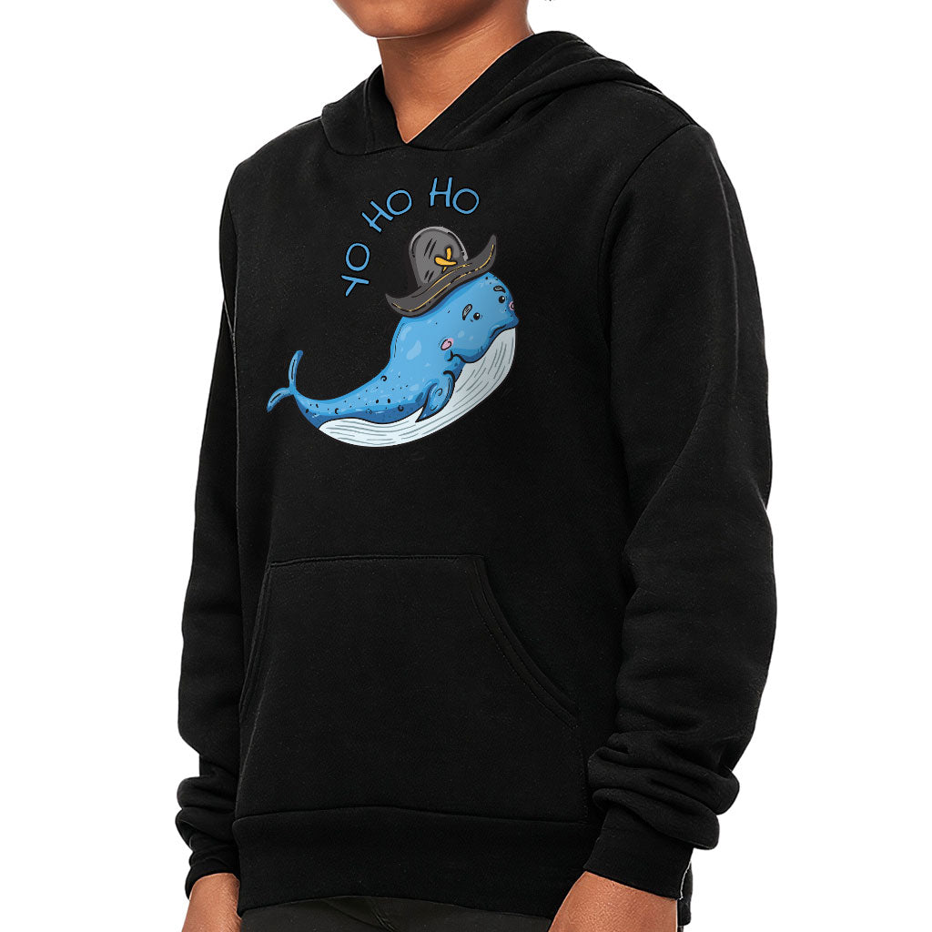 Whale Print Kids' Sponge Fleece Hoodie - Yo Ho Ho Kids' Hoodie - Graphic Hoodie for Kids