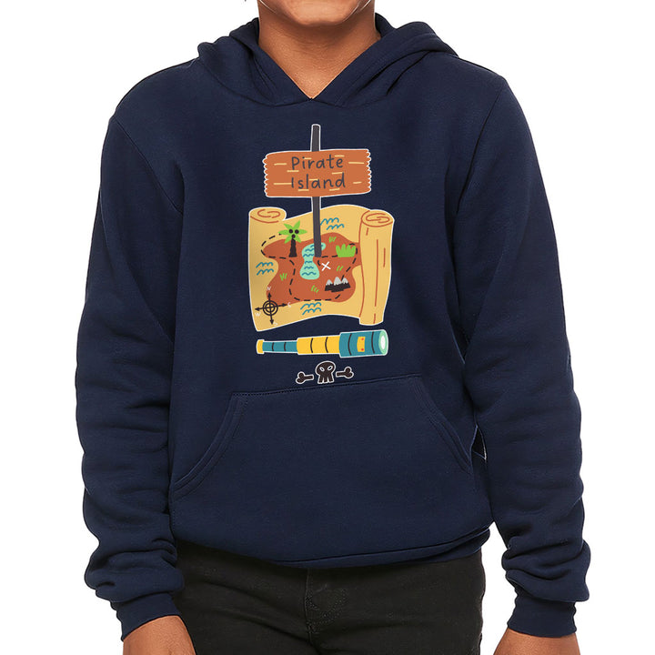 Pirate Island Kids' Sponge Fleece Hoodie - Map Print Kids' Hoodie - Cool Hoodie for Kids