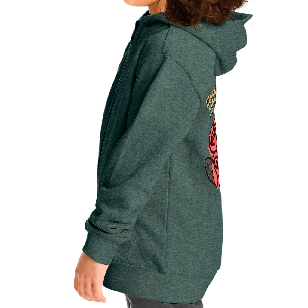 Rosebud Rebel Toddler Full-Zip Hoodie - Cute Toddler Hoodie - Flower Themed Kids' Hoodie