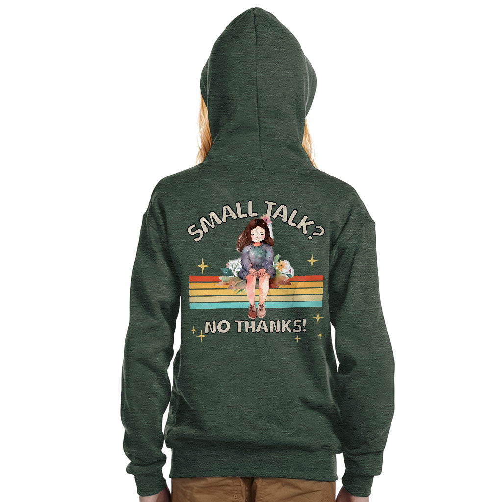 No Small Talk Kids' Full-Zip Hoodie - Shy Girl Hooded Sweatshirt - Art Kids' Hoodie