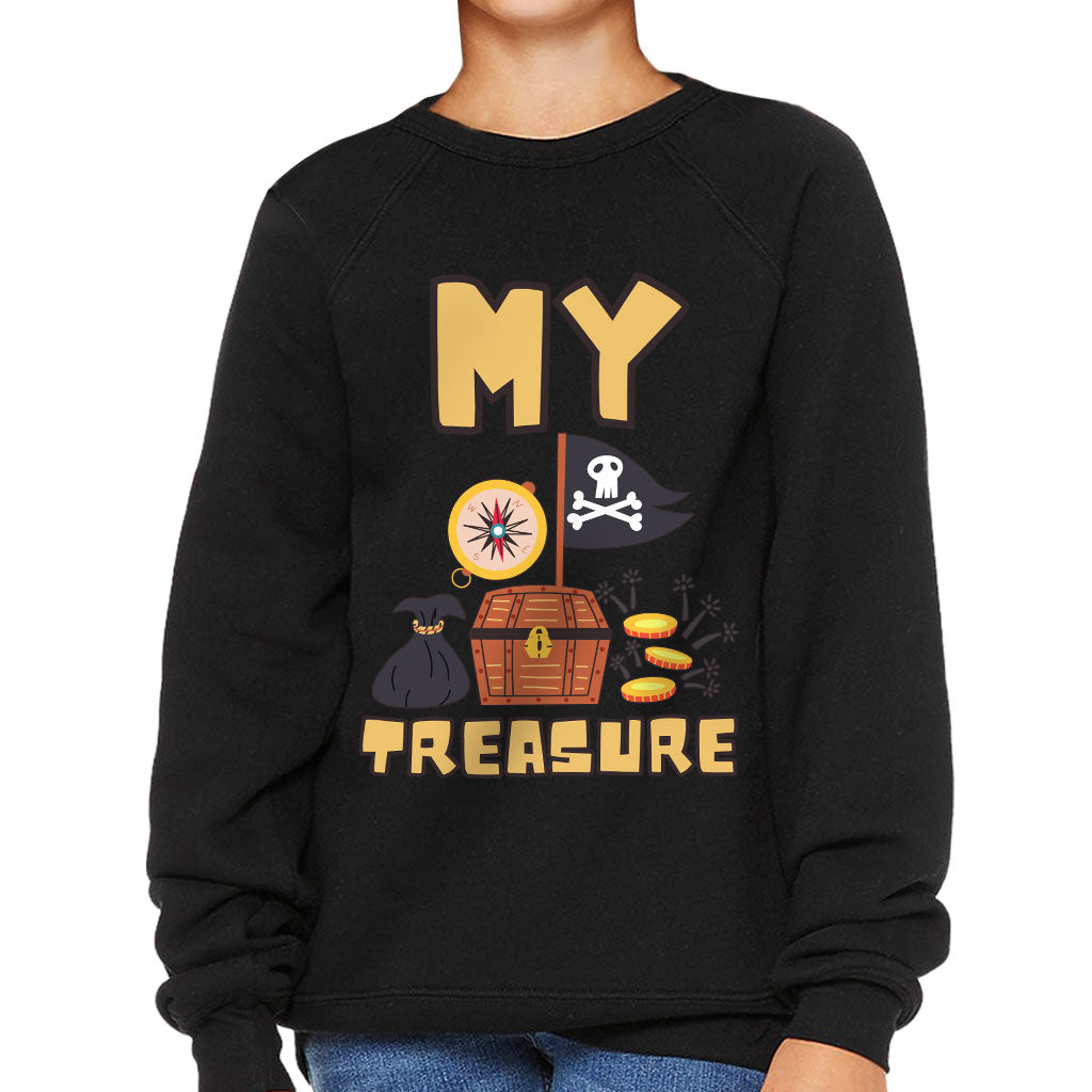My Treasure Kids' Raglan Sweatshirt - Pirate Design Sponge Fleece Sweatshirt - Colorful Sweatshirt