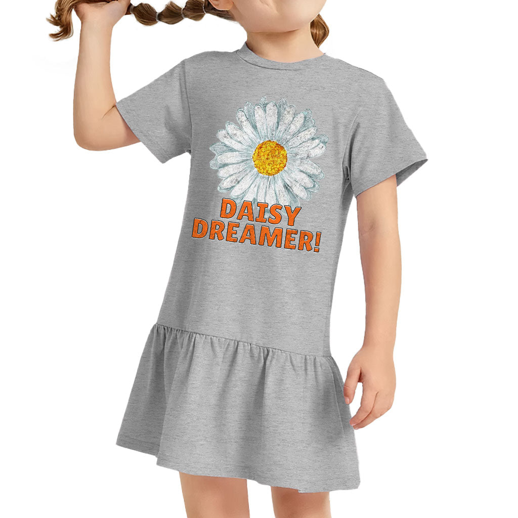 Daisy Dreamer Toddler Rib Dress - Minimalistic Girls' Dress - Printed Toddler Dress