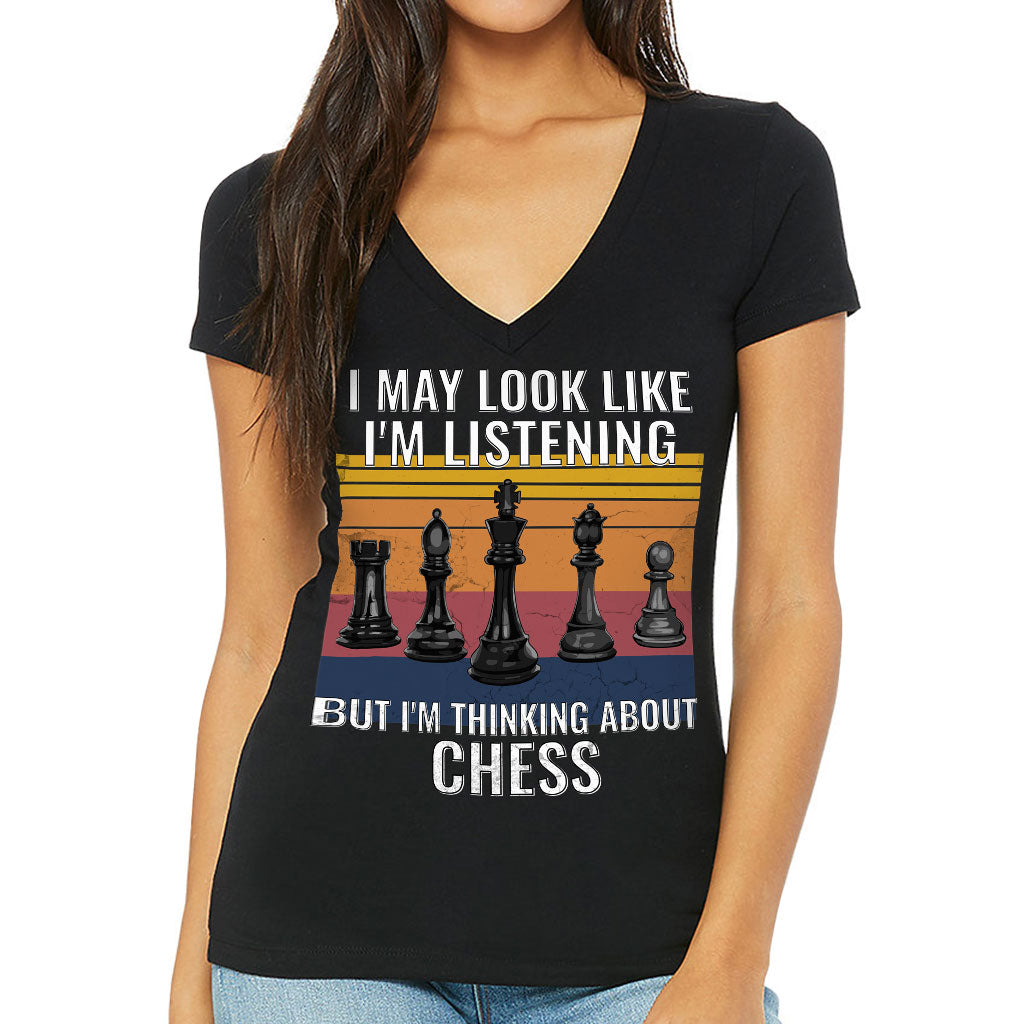 Chess Women's V-Neck T-Shirt - Bright V-Neck Tee - Colorful T-Shirt