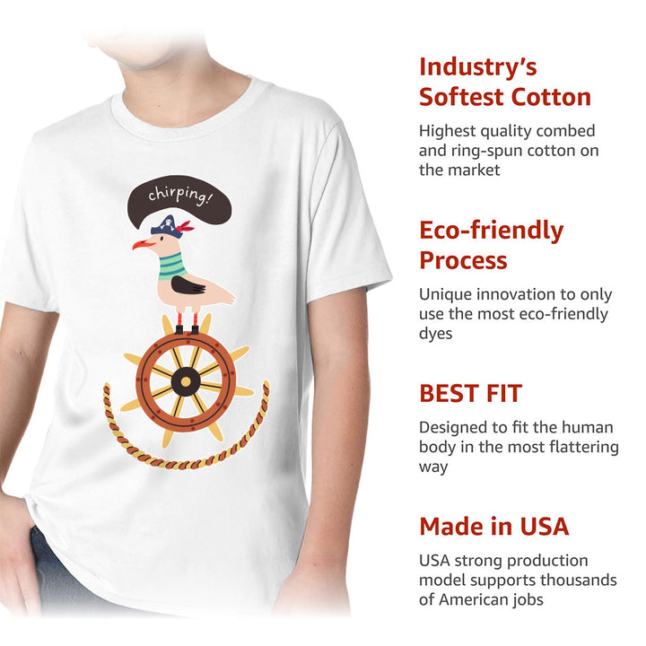 Sea Ship Themed Kids' Classic Fit T-Shirt - Bird T-Shirt - Printed Classic Fit Tee
