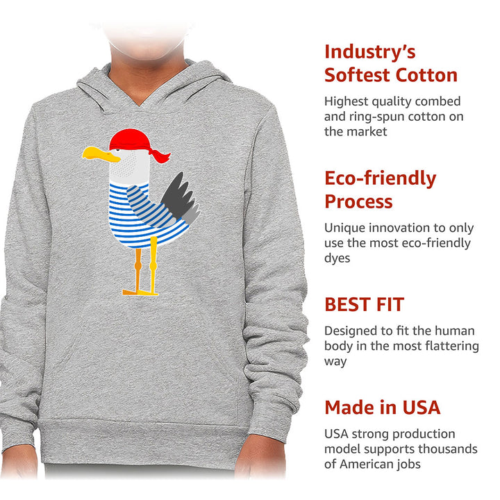 Bird Pirate Kids' Sponge Fleece Hoodie - Cool Kids' Hoodie - Printed Hoodie for Kids