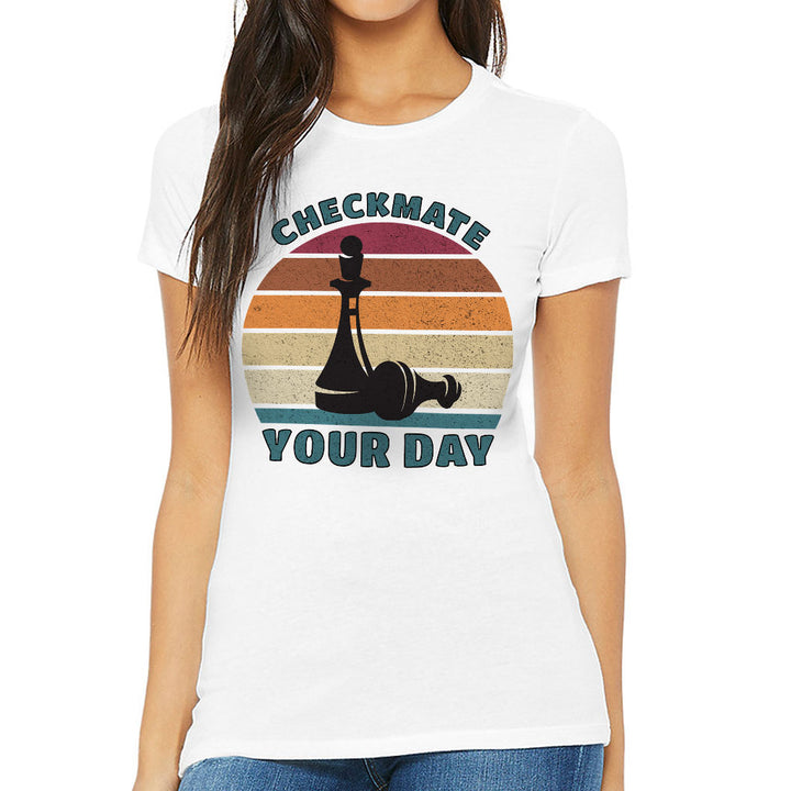 Checkmate Your Day Slim Fit T-Shirt - Colorful Women's T-Shirt - Printed Slim Fit Tee