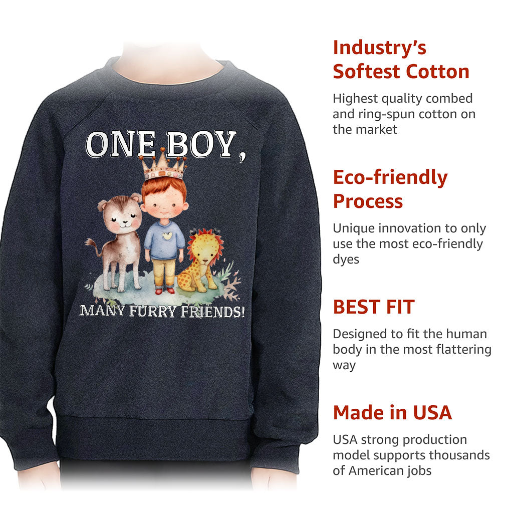 Many Furry Friends Toddler Raglan Sweatshirt - Animal Lover Sponge Fleece Sweatshirt - Graphic Kids' Sweatshirt