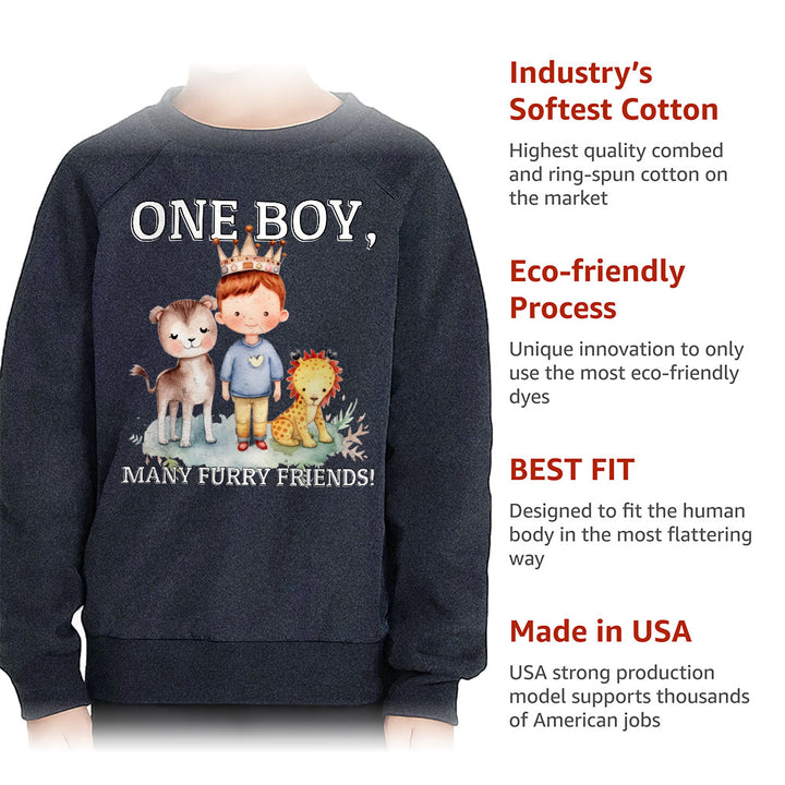 Many Furry Friends Toddler Raglan Sweatshirt - Animal Lover Sponge Fleece Sweatshirt - Graphic Kids' Sweatshirt