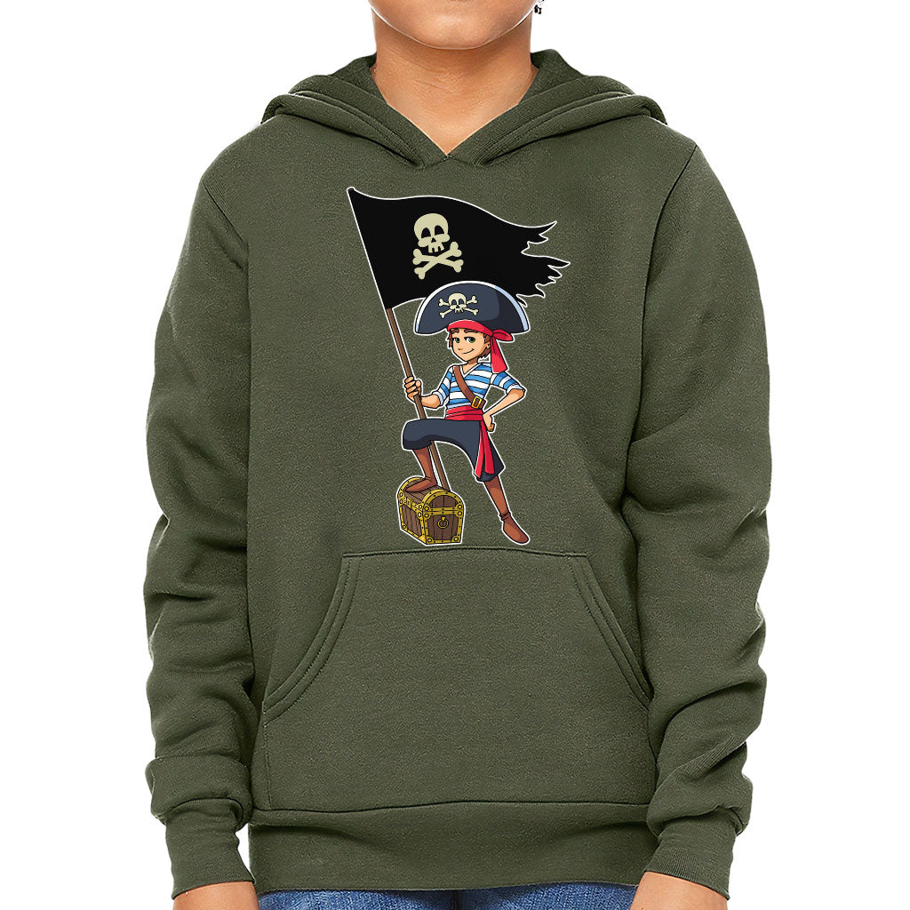 Cool Pirate Kids' Sponge Fleece Hoodie - Sea Themed Kids' Hoodie - Cartoon Hoodie for Kids