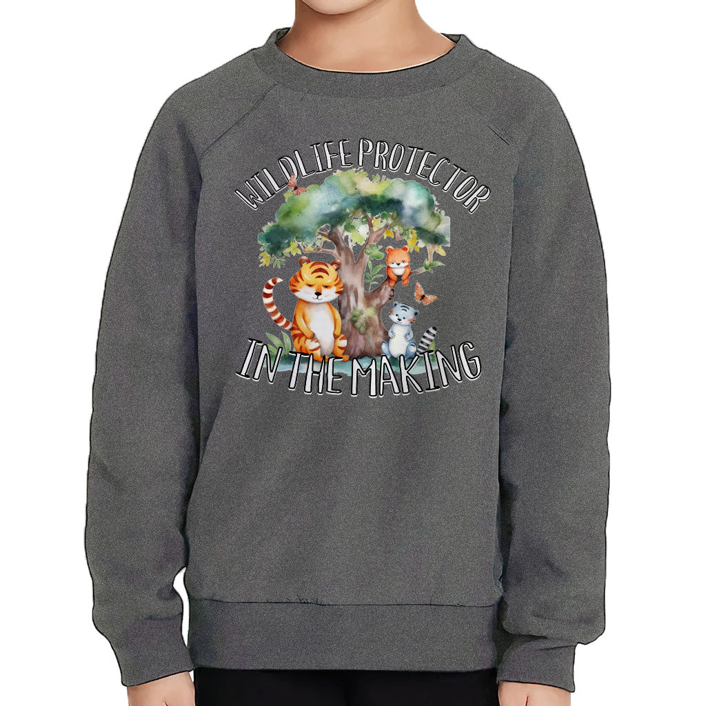 Wildlife Protector Toddler Raglan Sweatshirt - Animals Sponge Fleece Sweatshirt - Themed Kids' Sweatshirt