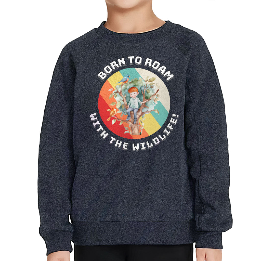 Born to Roam Toddler Raglan Sweatshirt - Birds Sponge Fleece Sweatshirt - Colorful Kids' Sweatshirt