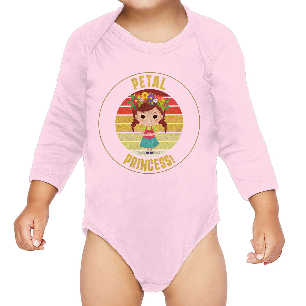 Petal Princess Baby Long Sleeve Onesie - Cute Baby Long Sleeve Bodysuit - Graphic Baby One-Piece