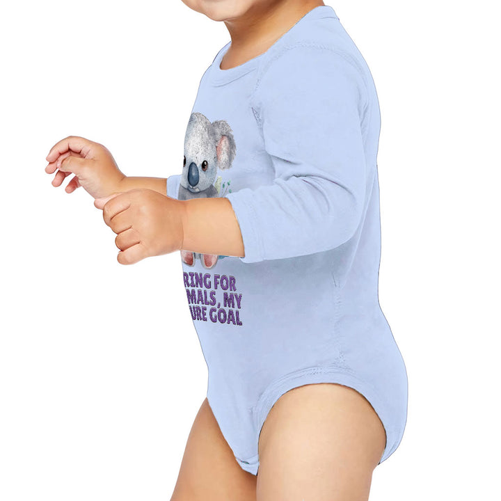 Caring for Animals Baby Long Sleeve Onesie - Coala Baby Long Sleeve Bodysuit - Cute Baby One-Piece