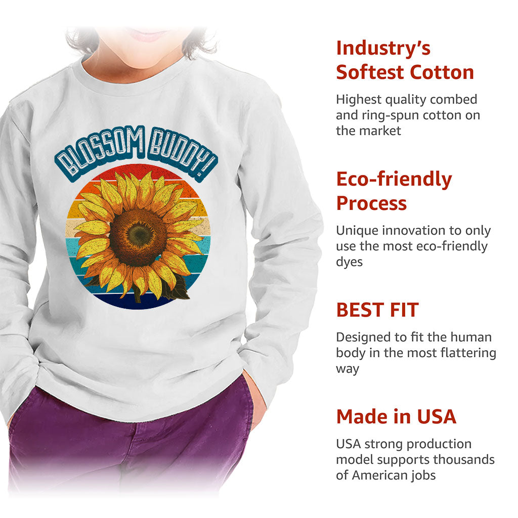 Blossom Buddy Toddler Long Sleeve T-Shirt - Flower Kids' T-Shirt - Plant Long Sleeve Tee