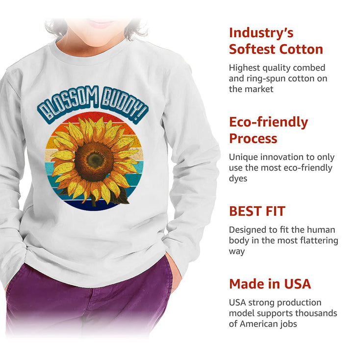 Blossom Buddy Toddler Long Sleeve T-Shirt - Flower Kids' T-Shirt - Plant Long Sleeve Tee