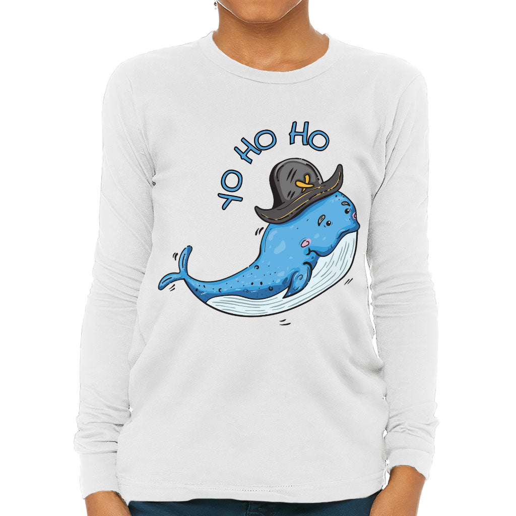 Whale Print Kids' Long Sleeve T-Shirt - Yo Ho Ho T-Shirt - Graphic Long Sleeve Tee