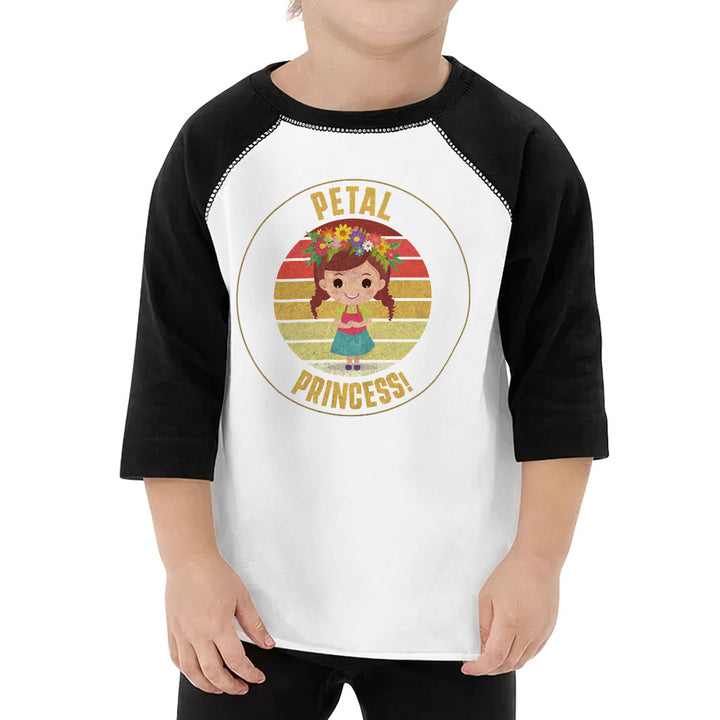 Petal Princess Toddler Baseball T-Shirt - Cute 3/4 Sleeve T-Shirt - Graphic Kids' Baseball Tee