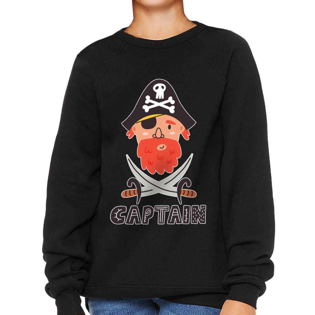 Captain Kids' Raglan Sweatshirt - Pirate Themed Sponge Fleece Sweatshirt - Cool Sweatshirt