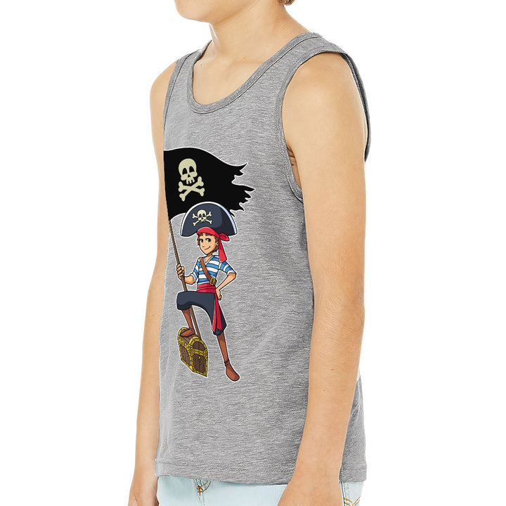 Cool Pirate Kids' Jersey Tank - Sea Themed Sleeveless T-Shirt - Cartoon Kids' Tank Top