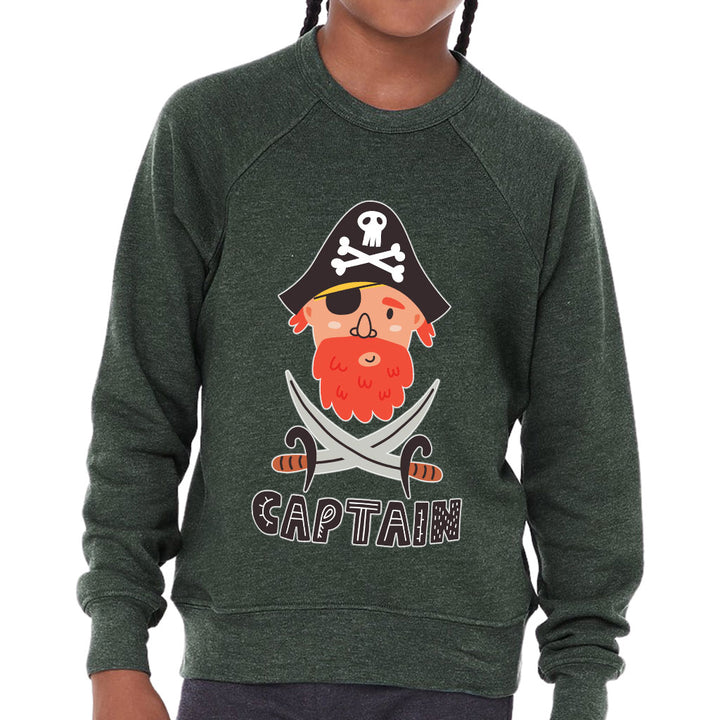 Captain Kids' Raglan Sweatshirt - Pirate Themed Sponge Fleece Sweatshirt - Cool Sweatshirt