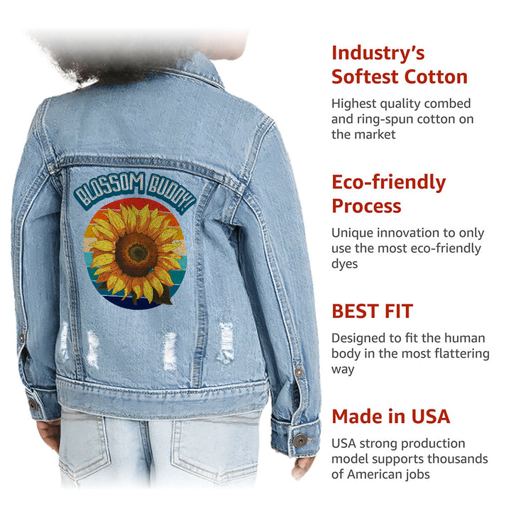 Blossom Buddy Toddler Denim Jacket - Flower Jean Jacket - Plant Denim Jacket for Kids