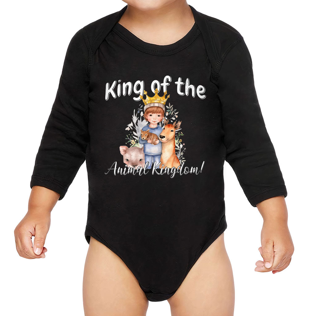 King Of the Animal Kingdom Baby Long Sleeve Onesie - Cool Baby Long Sleeve Bodysuit - Graphic Baby One-Piece