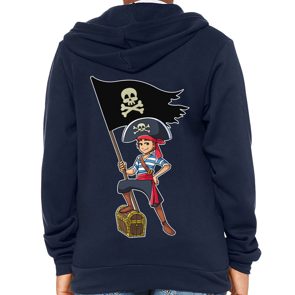 Cool Pirate Kids' Full-Zip Hoodie - Sea Themed Hooded Sweatshirt - Cartoon Kids' Hoodie