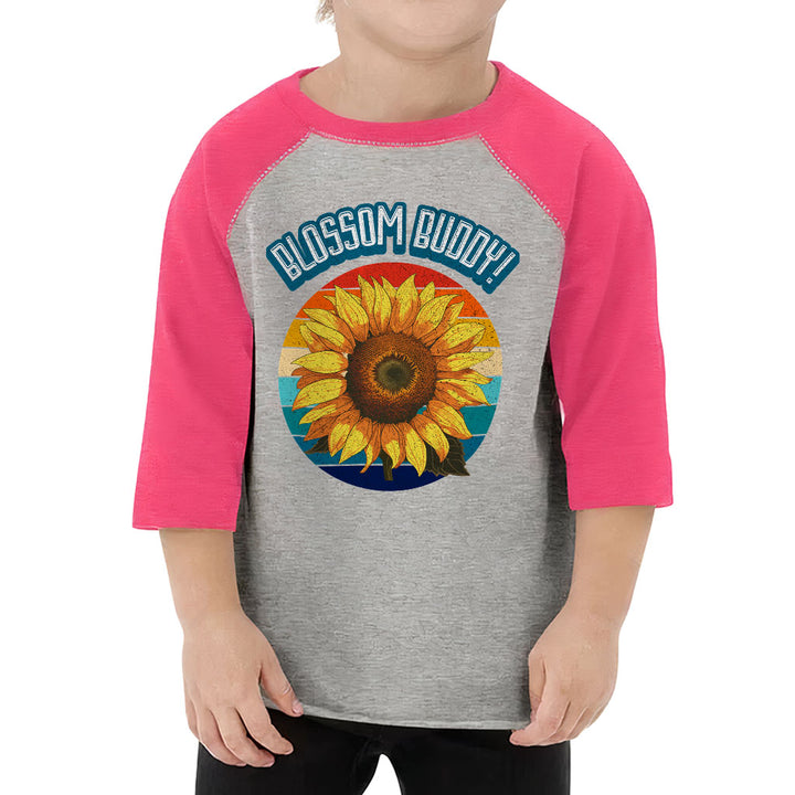 Blossom Buddy Toddler Baseball T-Shirt - Flower 3/4 Sleeve T-Shirt - Plant Kids' Baseball Tee