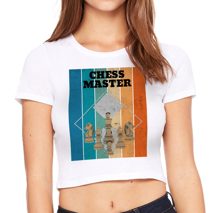 Chess Master Women's Cropped T-Shirt - Board Game Crop Top - Art Cropped Tee