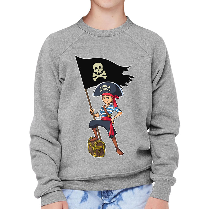 Cool Pirate Kids' Raglan Sweatshirt - Sea Themed Sponge Fleece Sweatshirt - Cartoon Sweatshirt