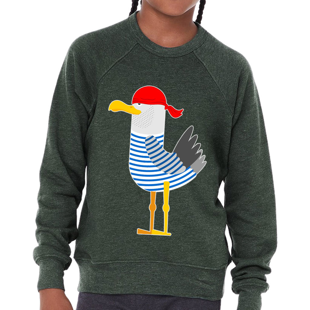 Bird Pirate Kids' Raglan Sweatshirt - Cool Sponge Fleece Sweatshirt - Printed Sweatshirt