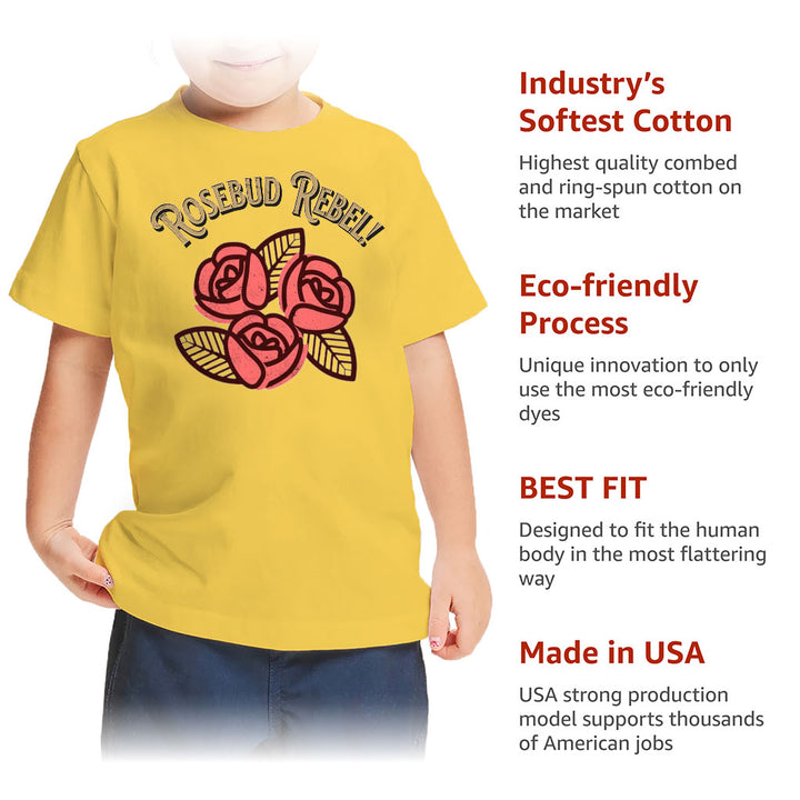 Rosebud Rebel Toddler T-Shirt - Cute Kids' T-Shirt - Flower Themed Tee Shirt for Toddler