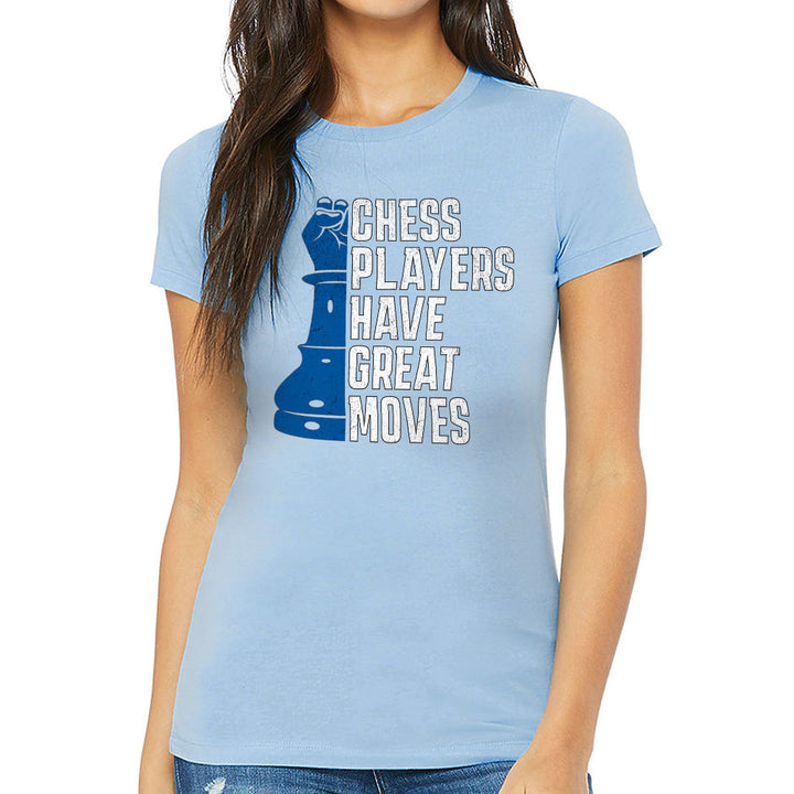 Chess Players Slim Fit T-Shirt - Cool Design Women's T-Shirt - Word Design Slim Fit Tee